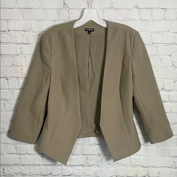 Express Jackets & Blazers - Express Women's Open-Front Taupe Tan Office Business Casual Blazer Size 12